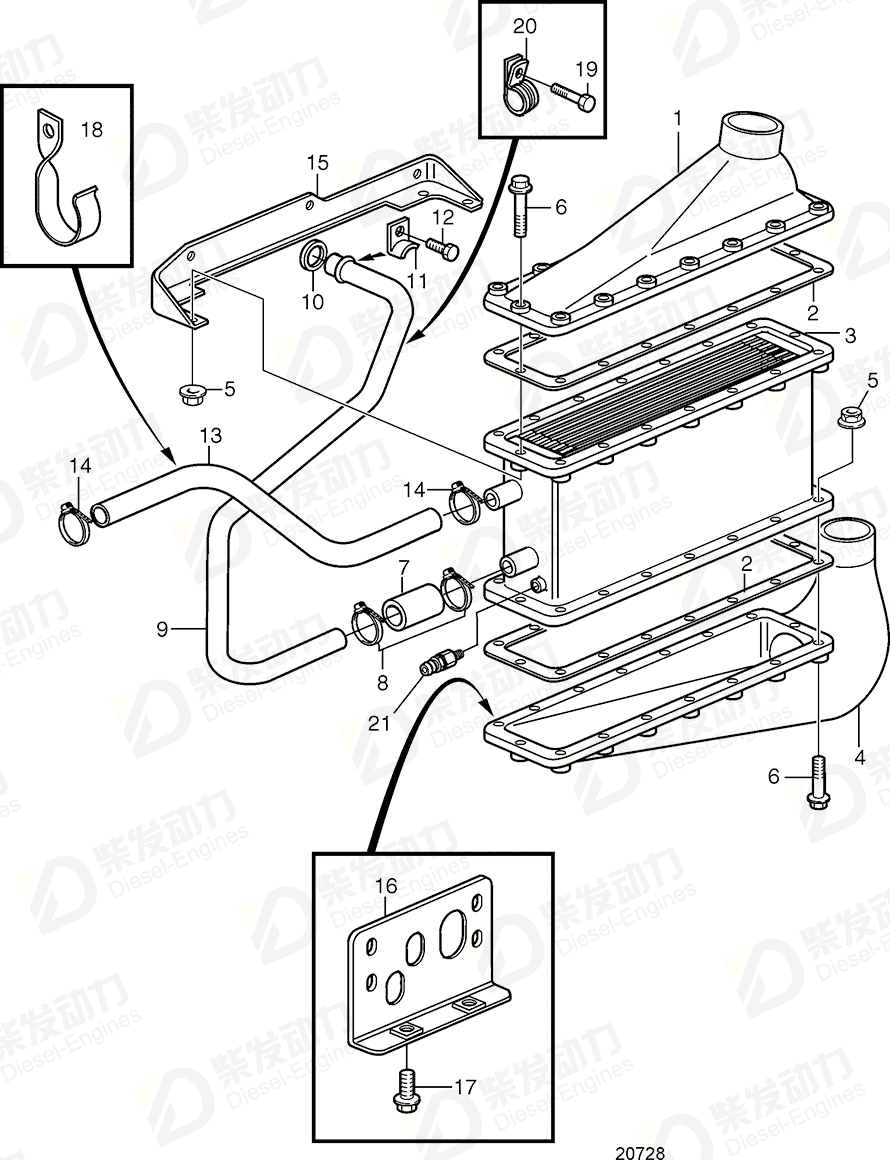 VOLVO Charge air cooler 3827056 Drawing
